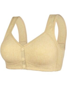 Comfort Snap Front-Close Cotton Bra in Yellow size XL